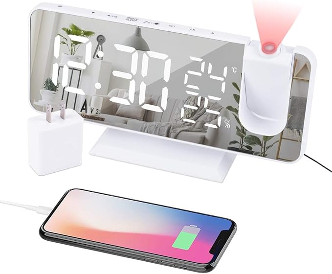 Projection Alarm Clock for Bedroom Ceiling